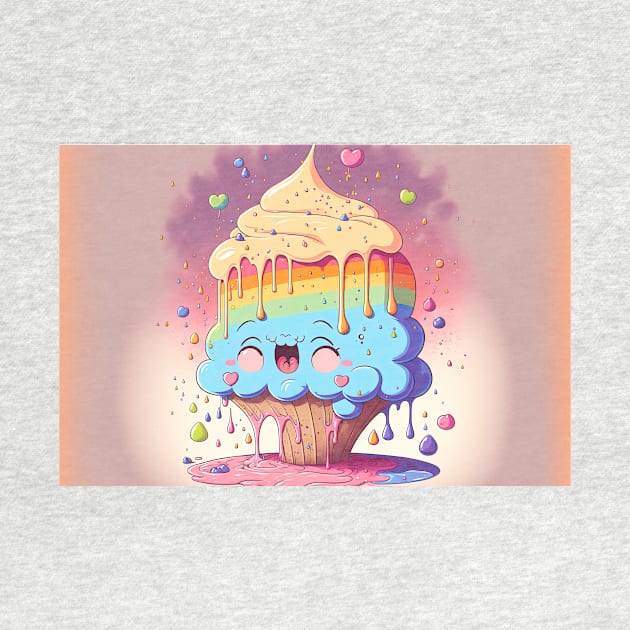 Cake Caricature - January 1st - Yearlong Psychedelic Cute Cakes Collection - Birthday Party - Delicious Dripping Paint, Bright Colors, and Big Adorable Smiles by JensenArtCo